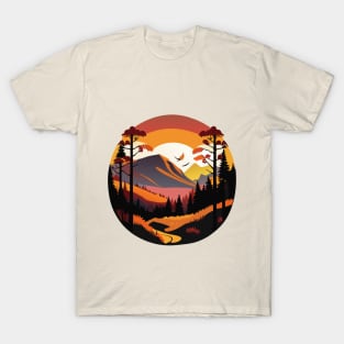 Enchanting Forest Sunset: A Breathtaking Painting of Nature's Splendor T-Shirt